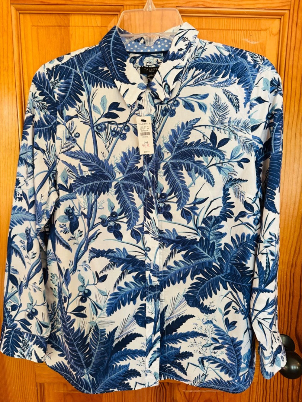 Talbots petite button-down in tropical print NWT